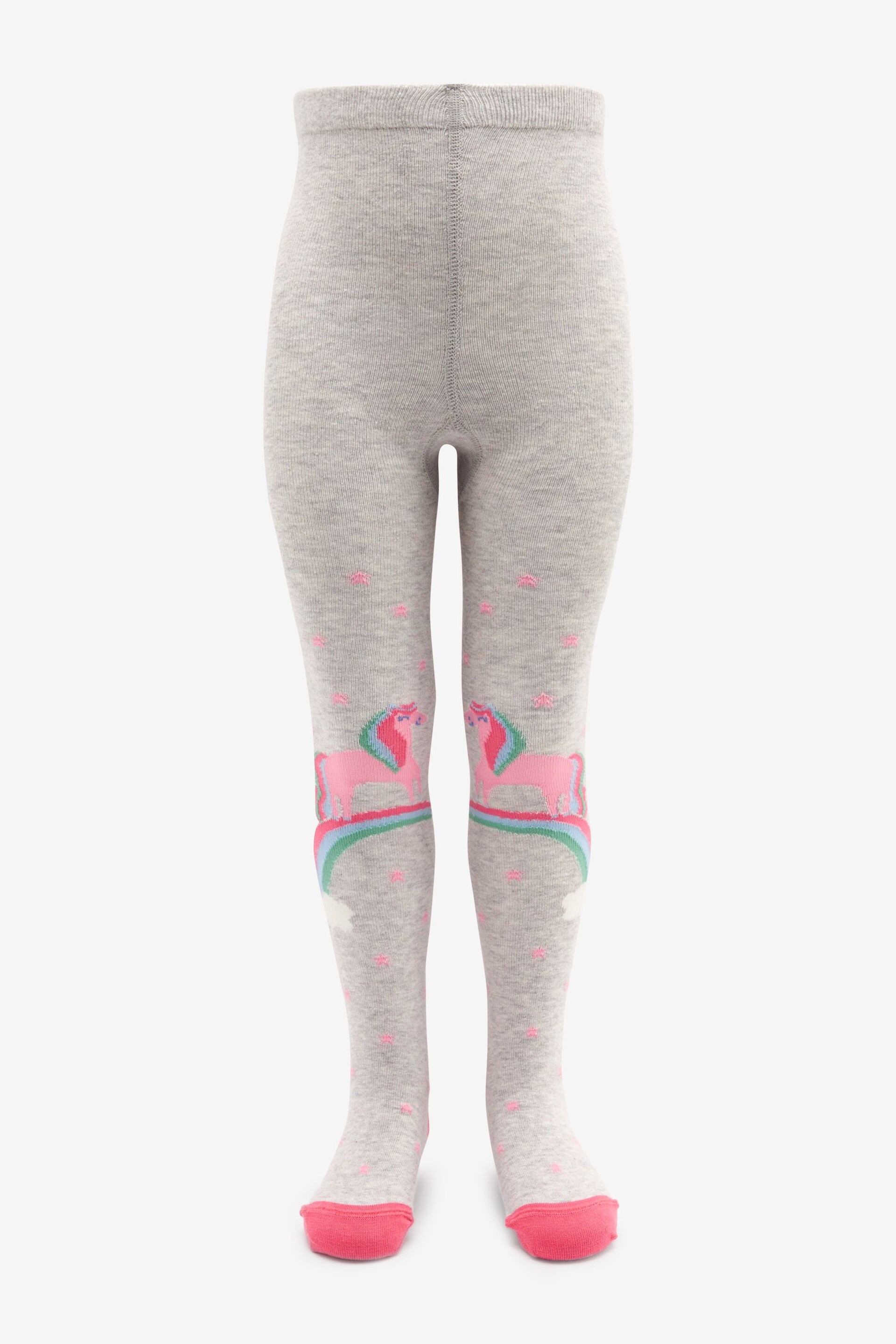 Blue, Pink and Grey 3 Pack Cotton Rich Unicorn Tights - Image 3 of 8