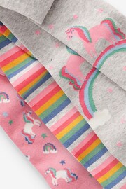 Blue, Pink and Grey 3 Pack Cotton Rich Unicorn Tights - Image 5 of 8