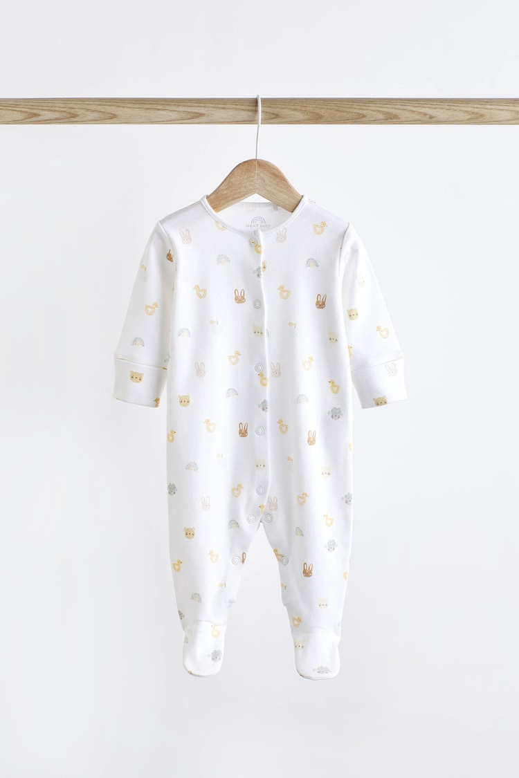 White Delicate Appliqué Baby Sleepsuits 3 Pack (0-2yrs) - Image 11 of 18