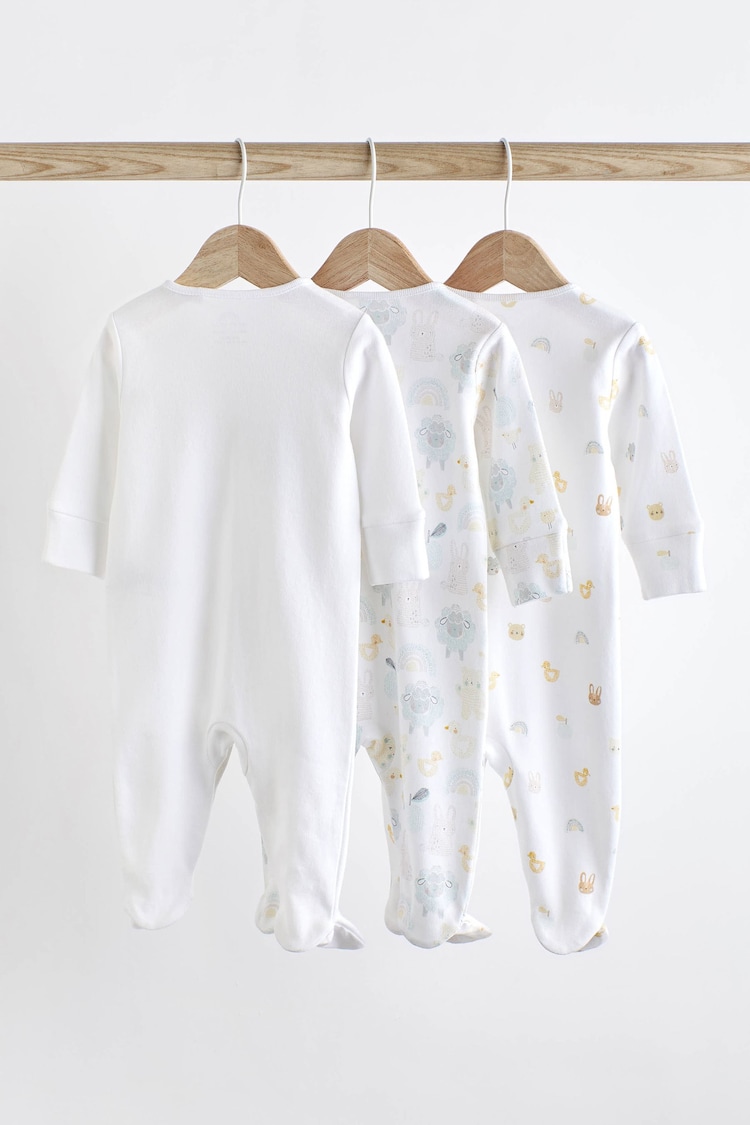 White Delicate Appliqué Baby Sleepsuits 3 Pack (0-2yrs) - Image 2 of 18