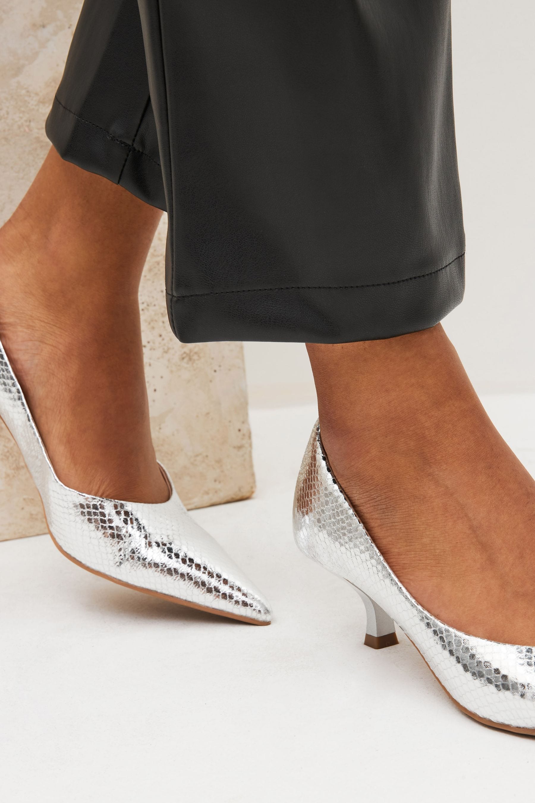Buy Silver Regular Wide Fit Forever Comfort Kitten Heel Court Shoes from Next Luxembourg