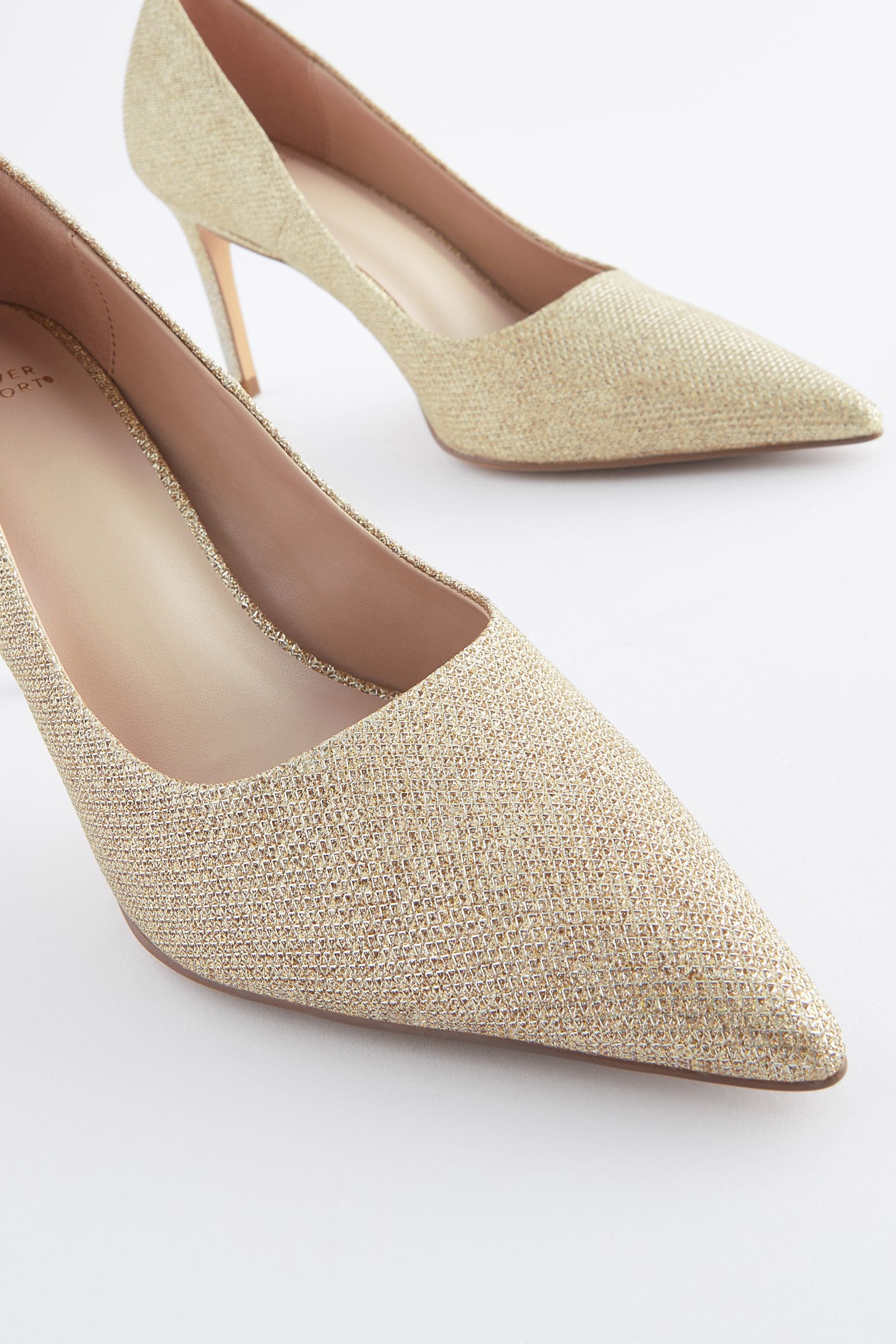 Buy Shimmer Regular Wide Fit Forever Comfort Point Toe Mid Heel Court Shoes from Next Luxembourg