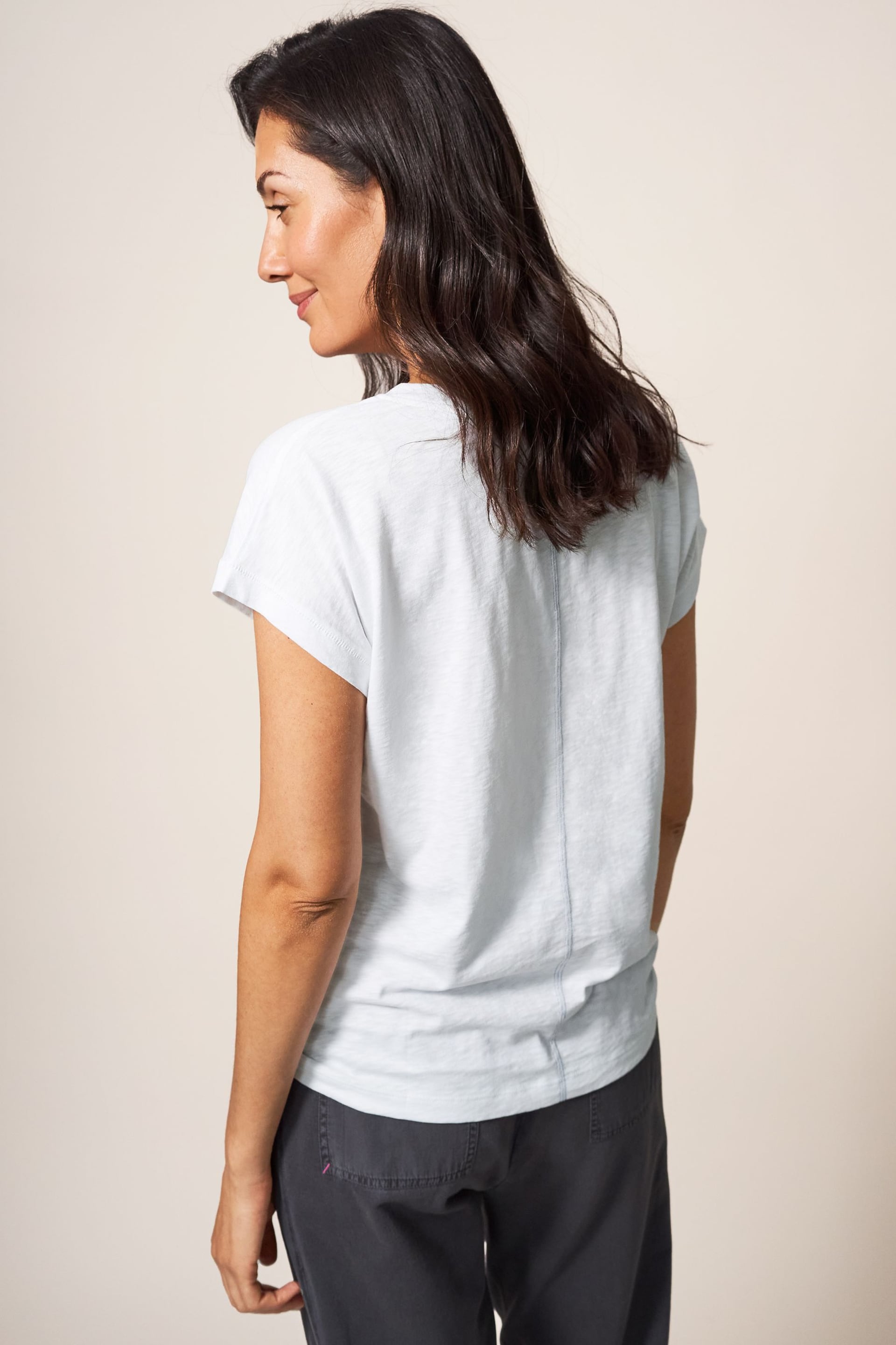 White Stuff Natural Nelly Notch Neck T-Shirt - Image 2 of 4