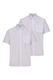 Trutex Boys White Non Iron Short Sleeve School Shirts 2 Pack - Image 1 of 4