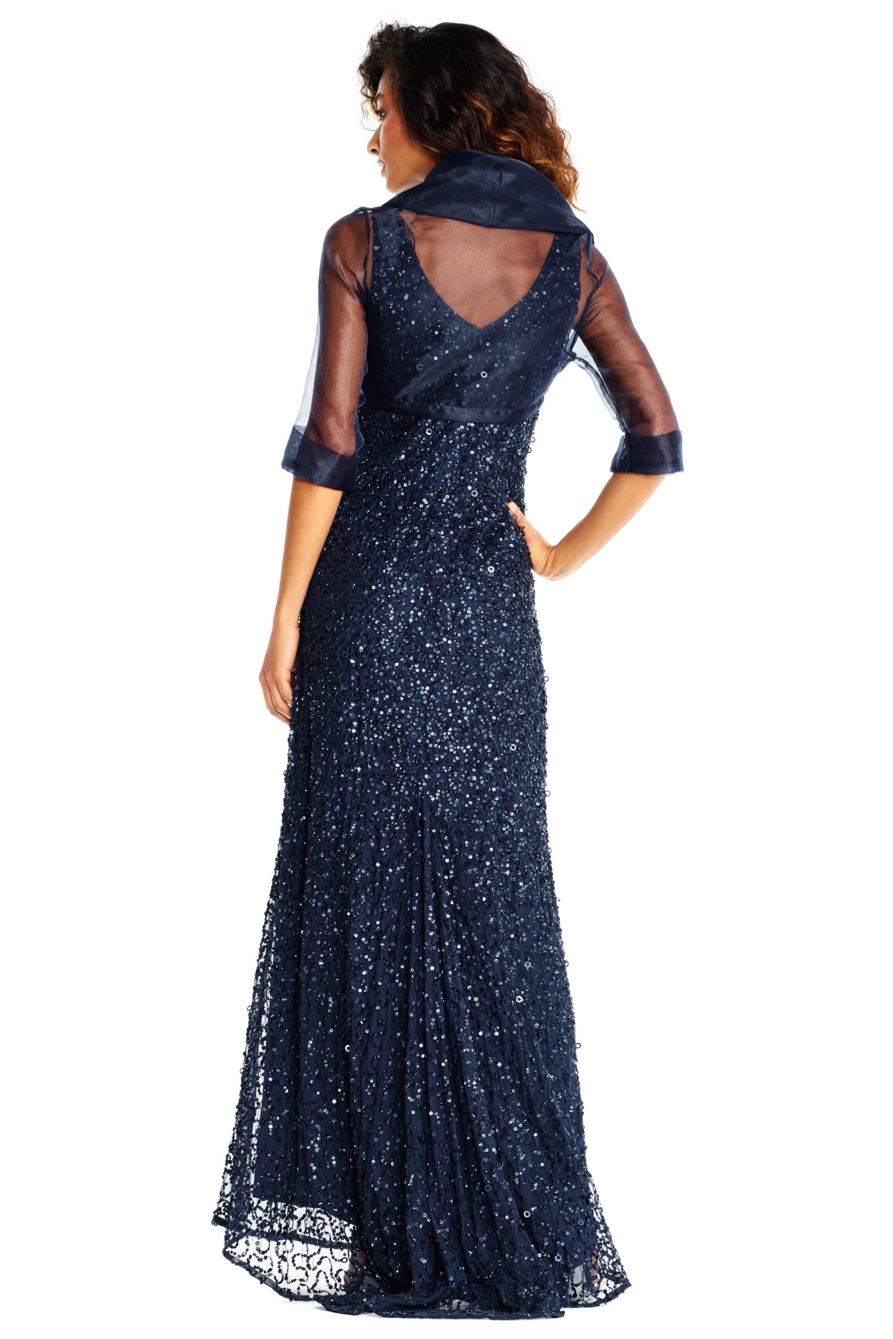 Buy Adrianna Papell Blue Short Sleeve Organza Wrap Jacket from Next Luxembourg