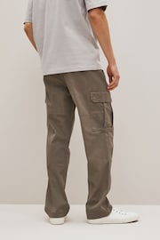 Mushroom Brown Straight Fit Cotton Stretch Cargo Trousers - Image 4 of 9