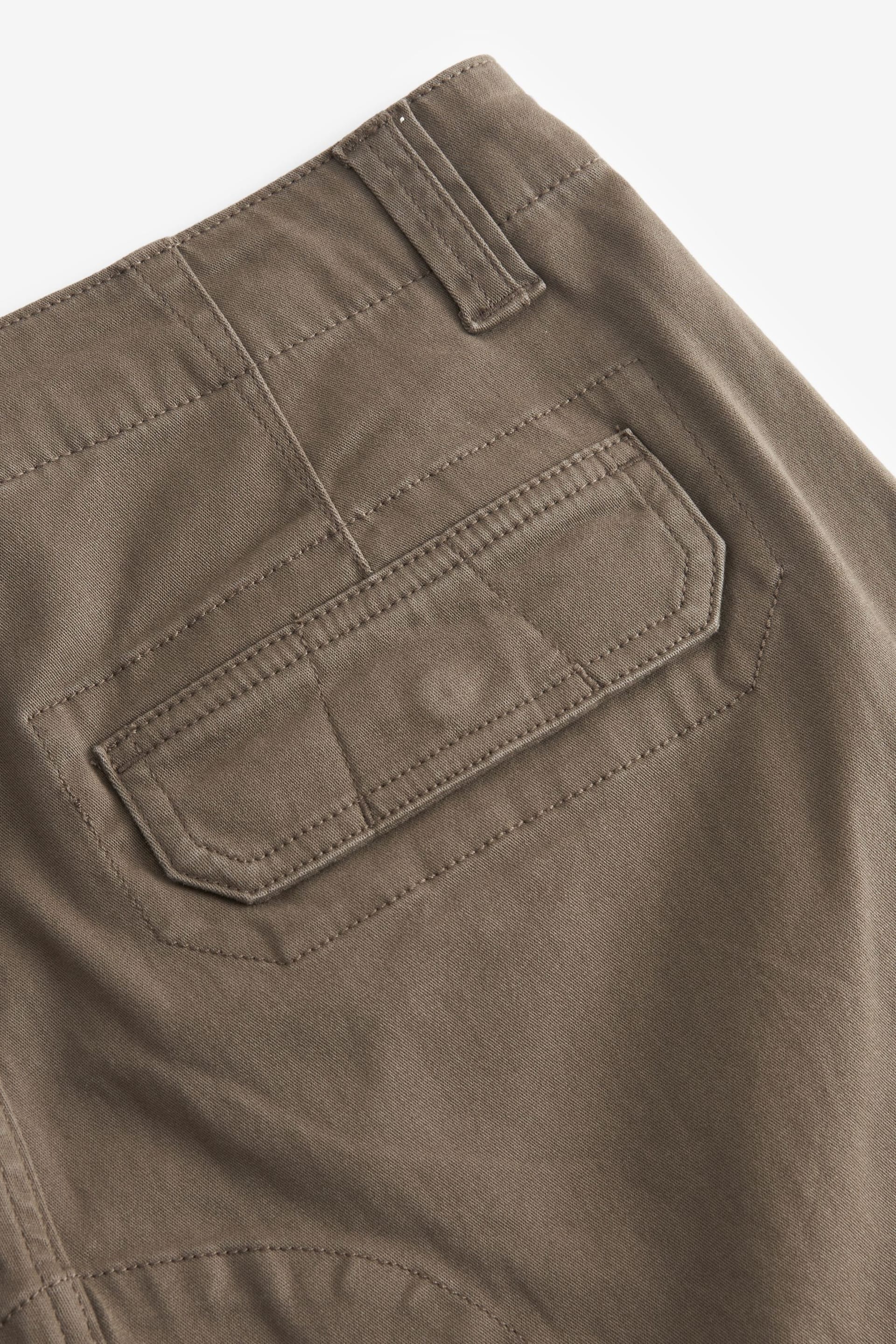 Mushroom Brown Straight Fit Cotton Stretch Cargo Trousers - Image 8 of 9