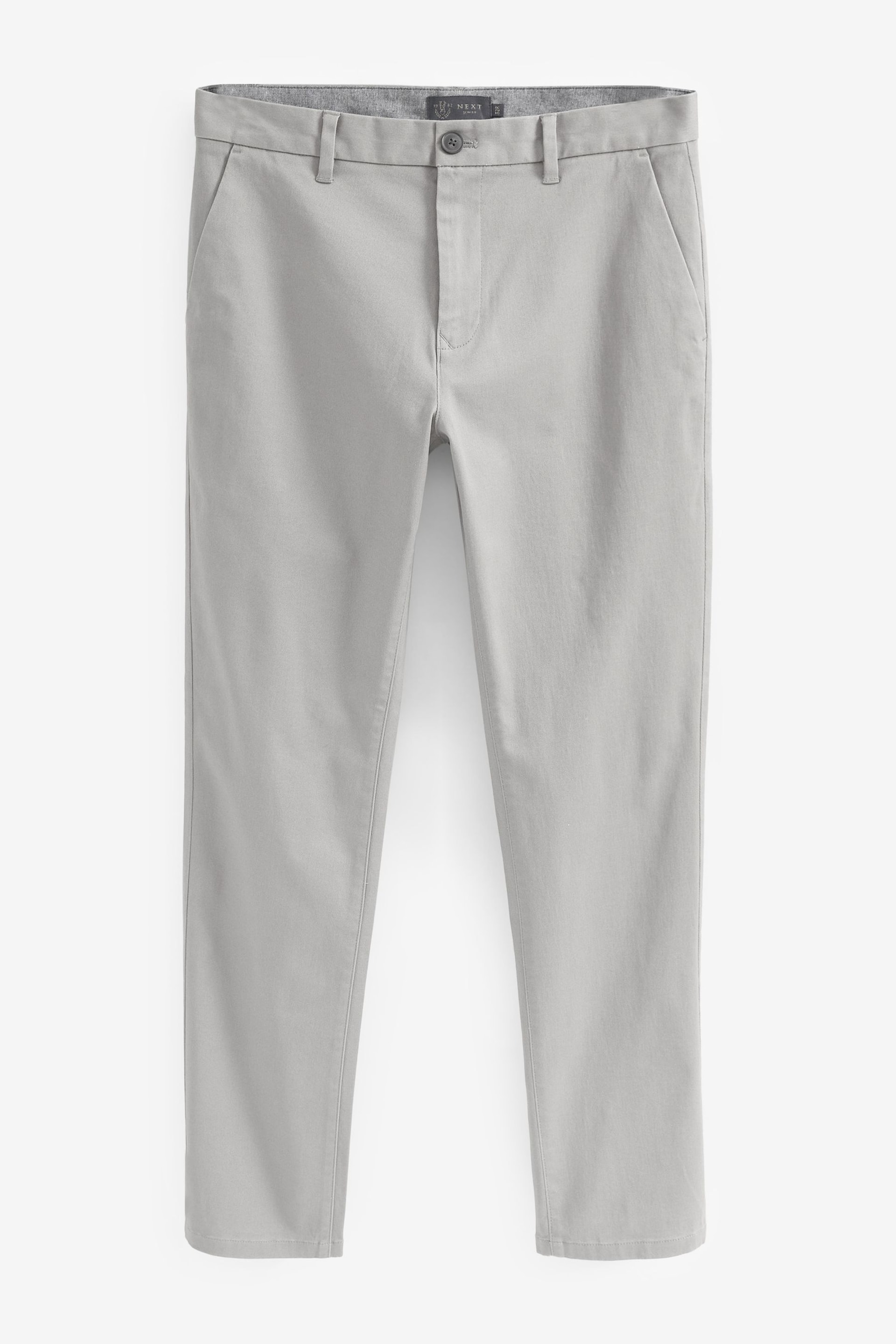 Mid Grey Slim Fit Stretch Chinos Trousers - Image 5 of 7