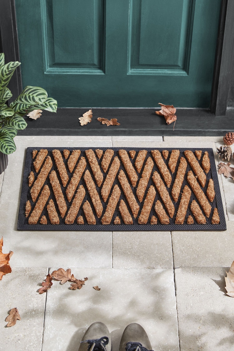 Natural Herringbone Rubber Doormat - Image 1 of 3