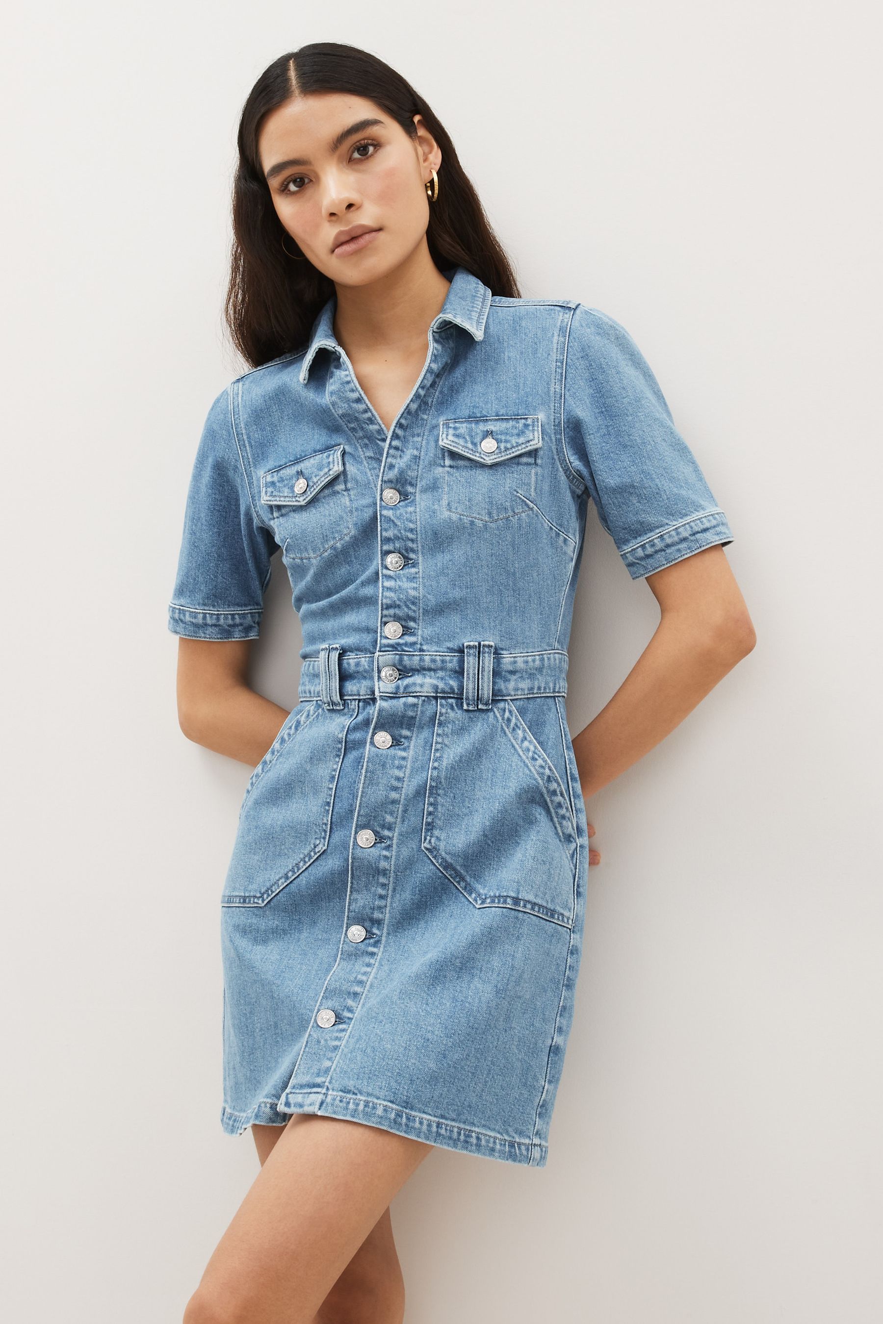 Buy Paige Blue Mayslie Denim Mini Dress from Next Luxembourg