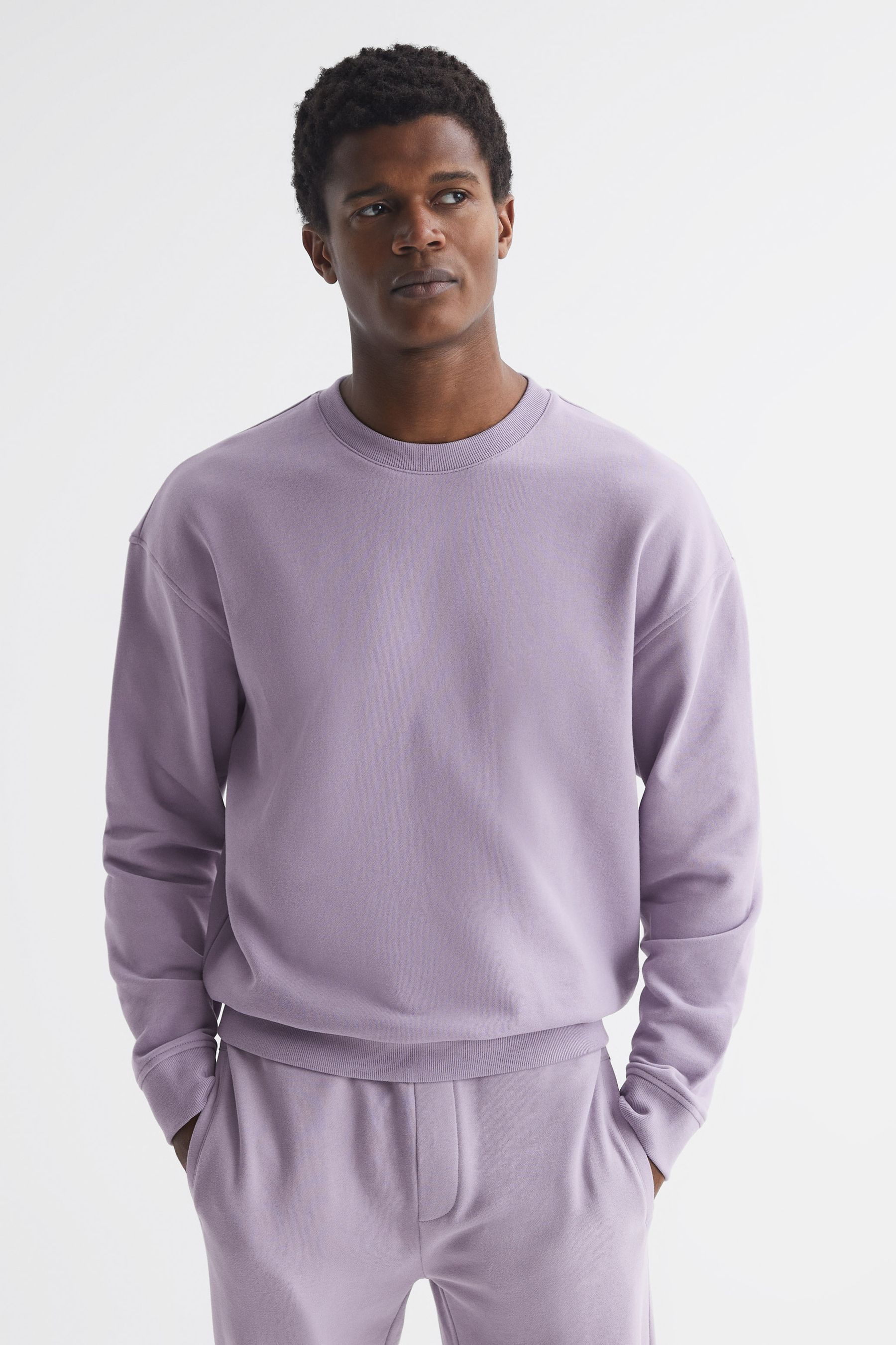 Buy Reiss Lilac Alistar Oversized Garment Dye Sweatshirt from the Next UK online shop