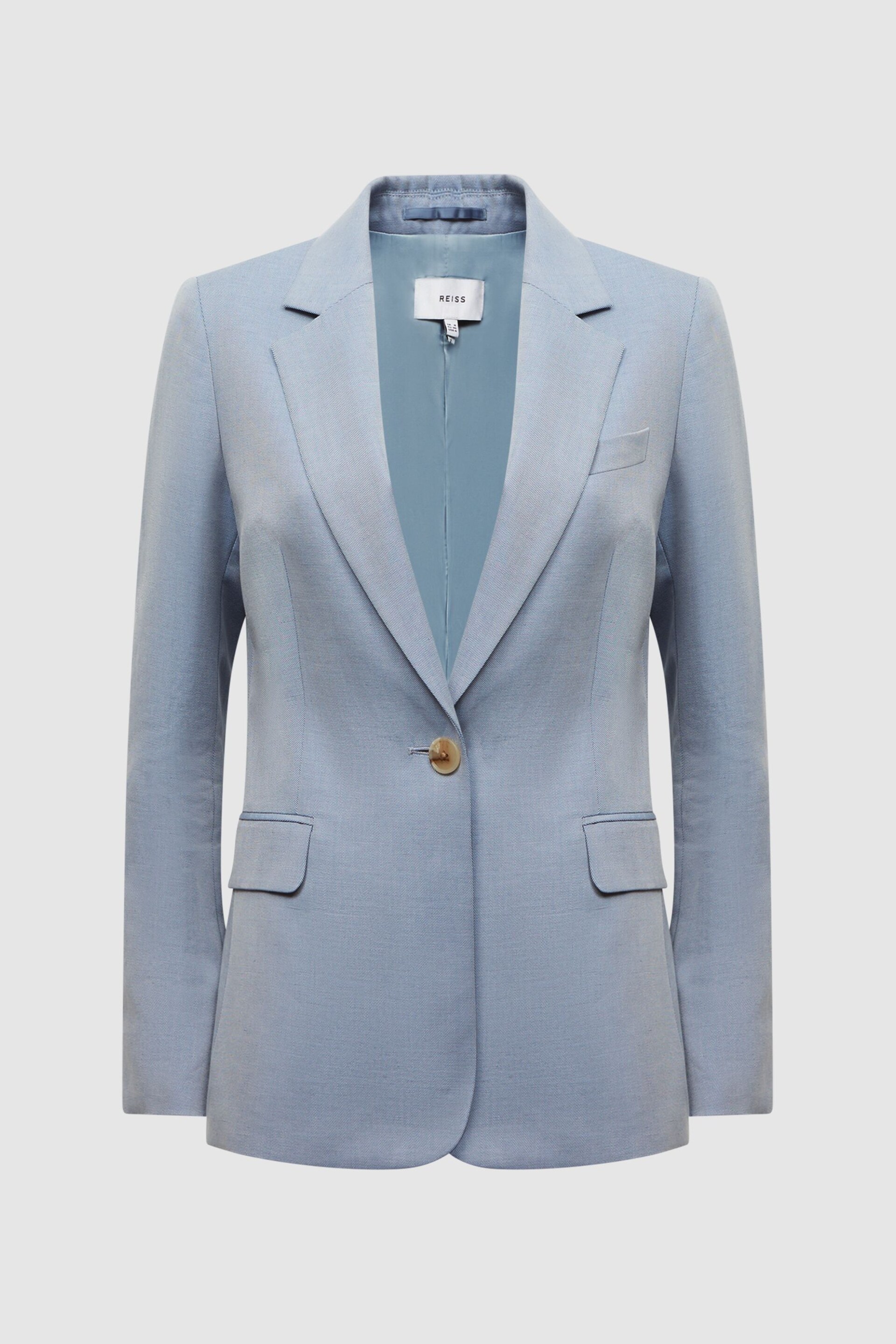 Reiss Pale Blue Shae Single Breasted Tailored Blazer - Image 2 of 7