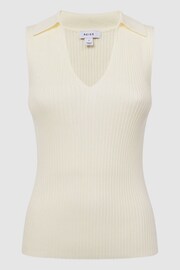 Reiss Cream Izzie V-Neck Collared Sleeveless Tank Top - Image 2 of 6