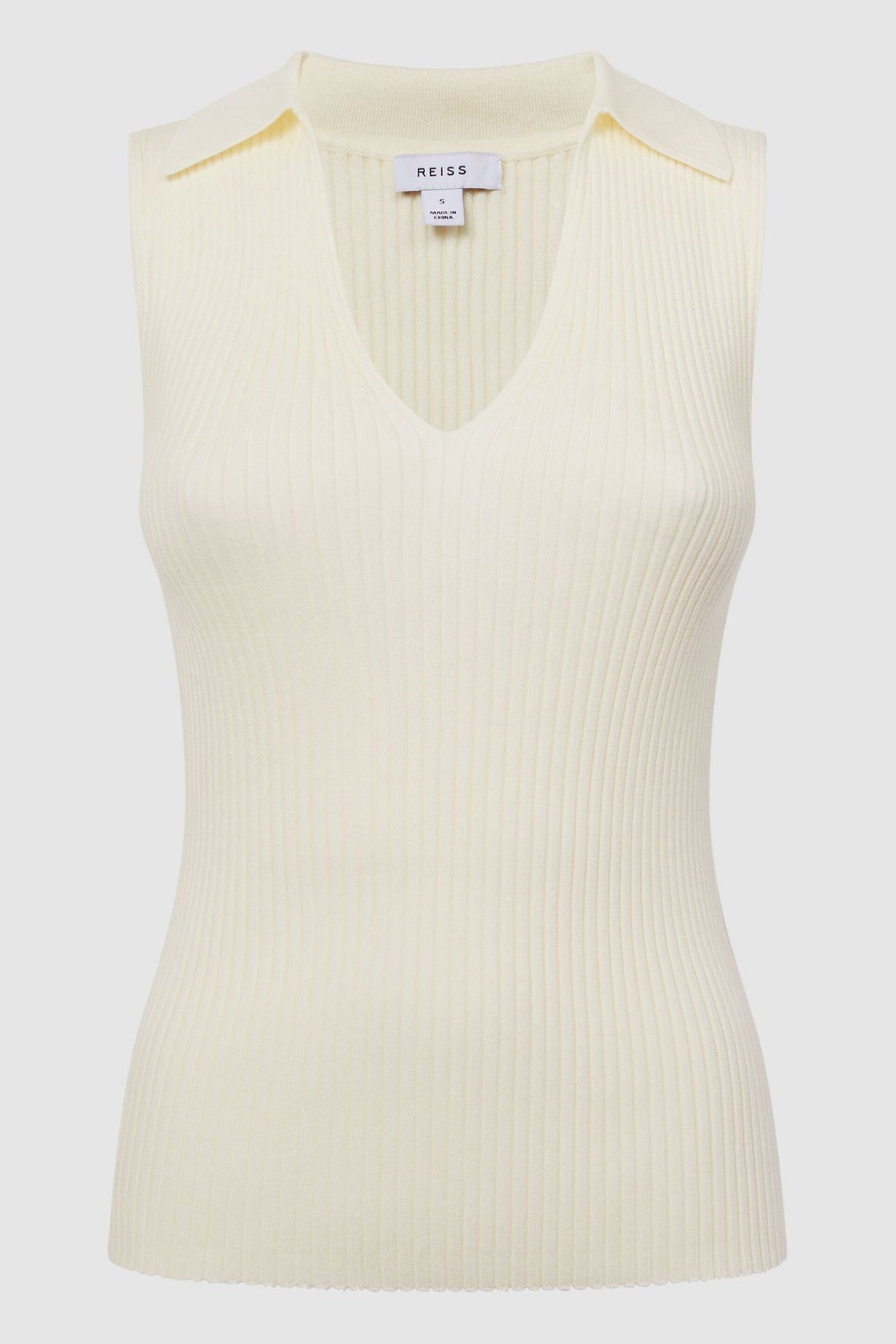 Reiss Cream Izzie V-Neck Collared Sleeveless Tank Top - Image 2 of 6