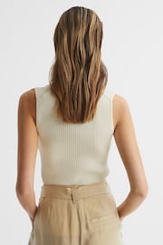 Reiss Cream Izzie V-Neck Collared Sleeveless Tank Top - Image 5 of 6