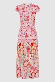 Reiss Pink Ivy Floral Print Midi Dress - Image 2 of 6