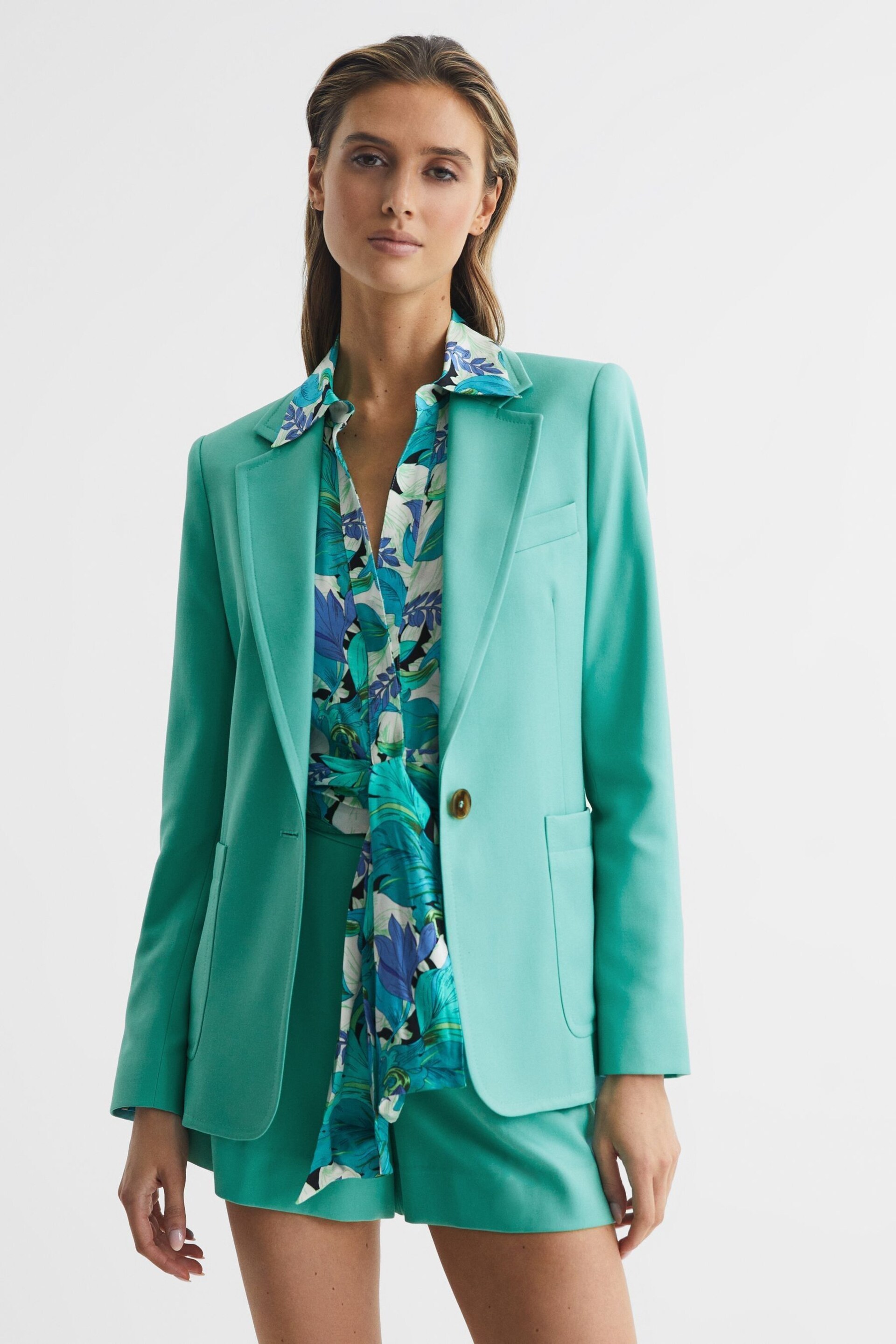 Reiss Green Ember Tailored Single Breasted Blazer - Image 6 of 6