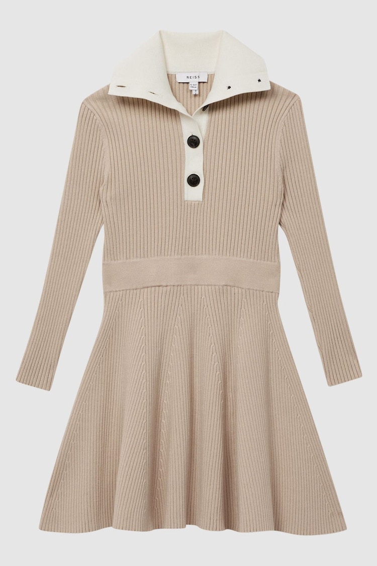 Reiss Camel Malani Junior Colourblock Knitted Dress - Image 2 of 6