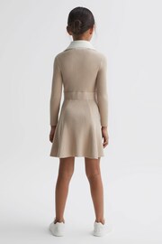 Reiss Camel Malani Junior Colourblock Knitted Dress - Image 5 of 6