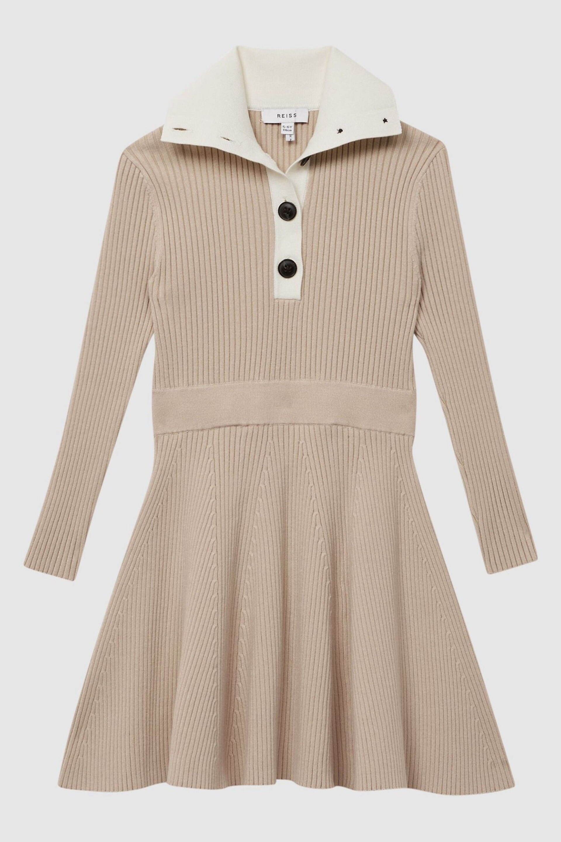 Reiss Camel Malani Senior Colourblock Knitted Dress - Image 2 of 6