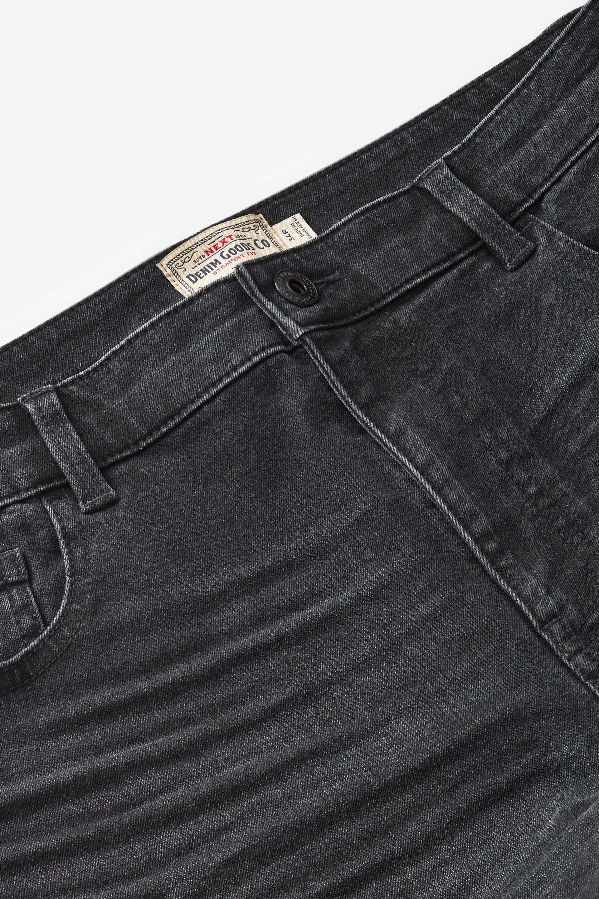 Black Straight Fit Essential Stretch Jeans - Image 8 of 9