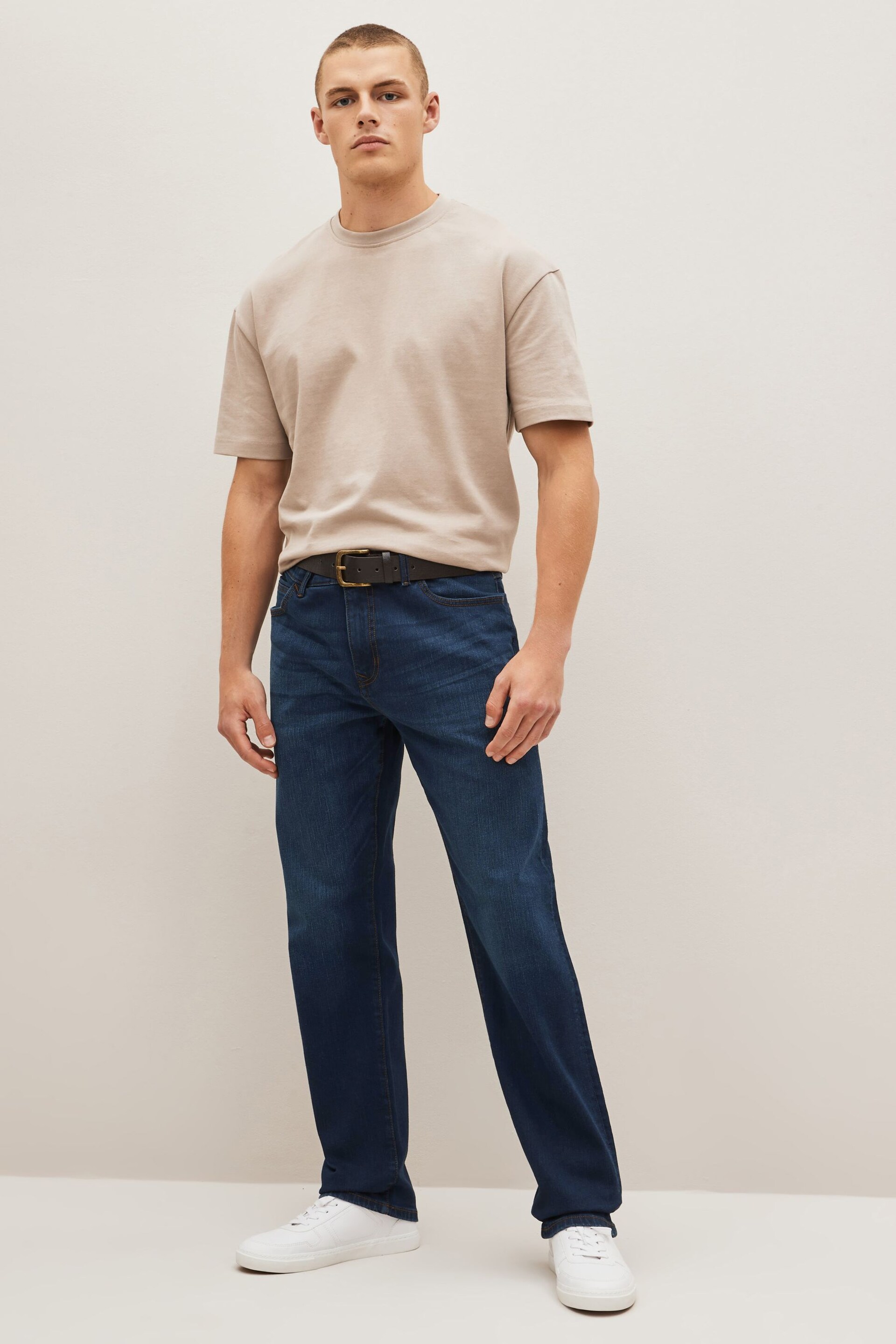 Blue Straight Belted Authentic Jeans - Image 3 of 9