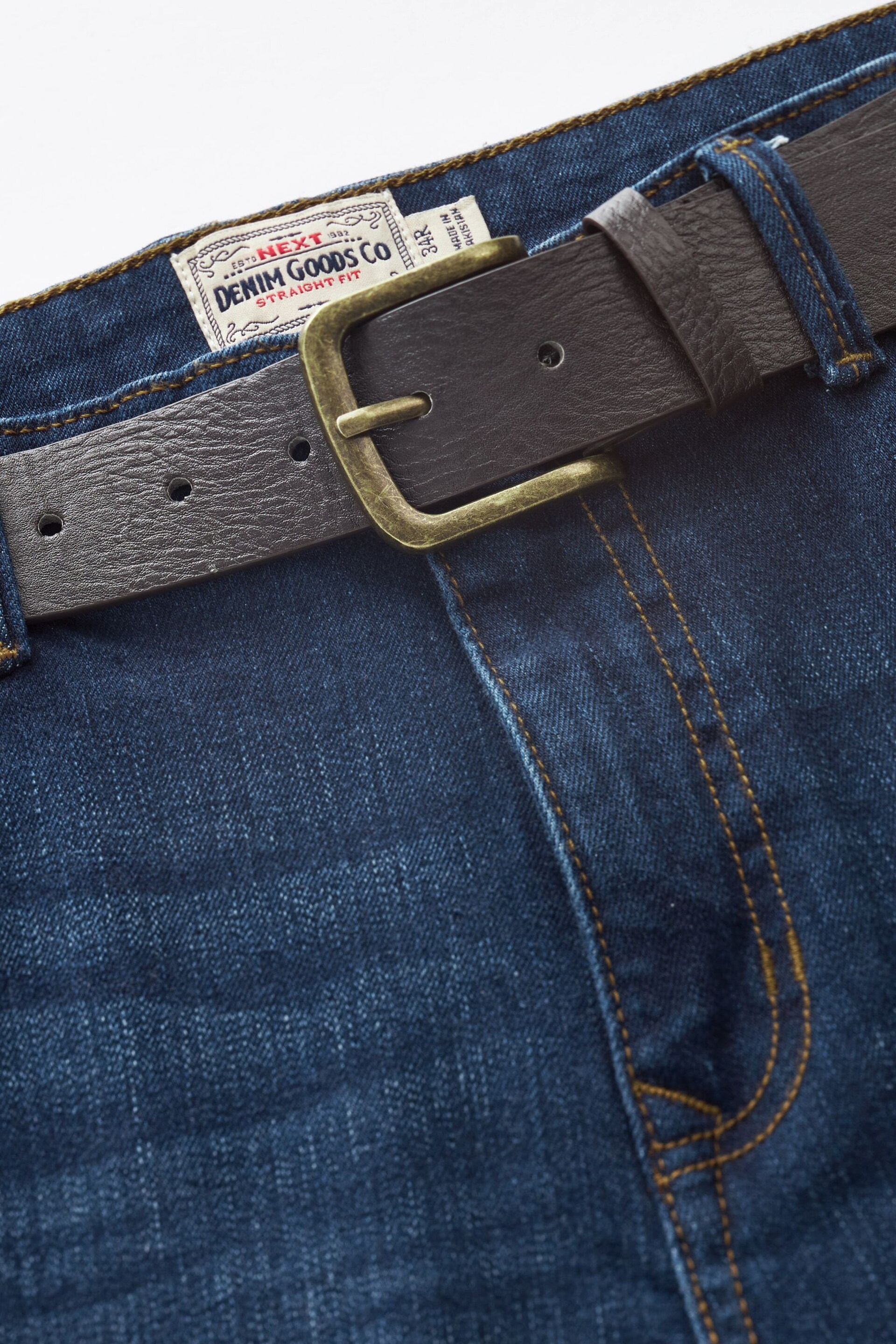 Blue Straight Belted Authentic Jeans - Image 6 of 9