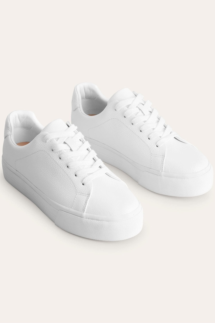 Boden White Leather Flatform Trainers - Image 2 of 4