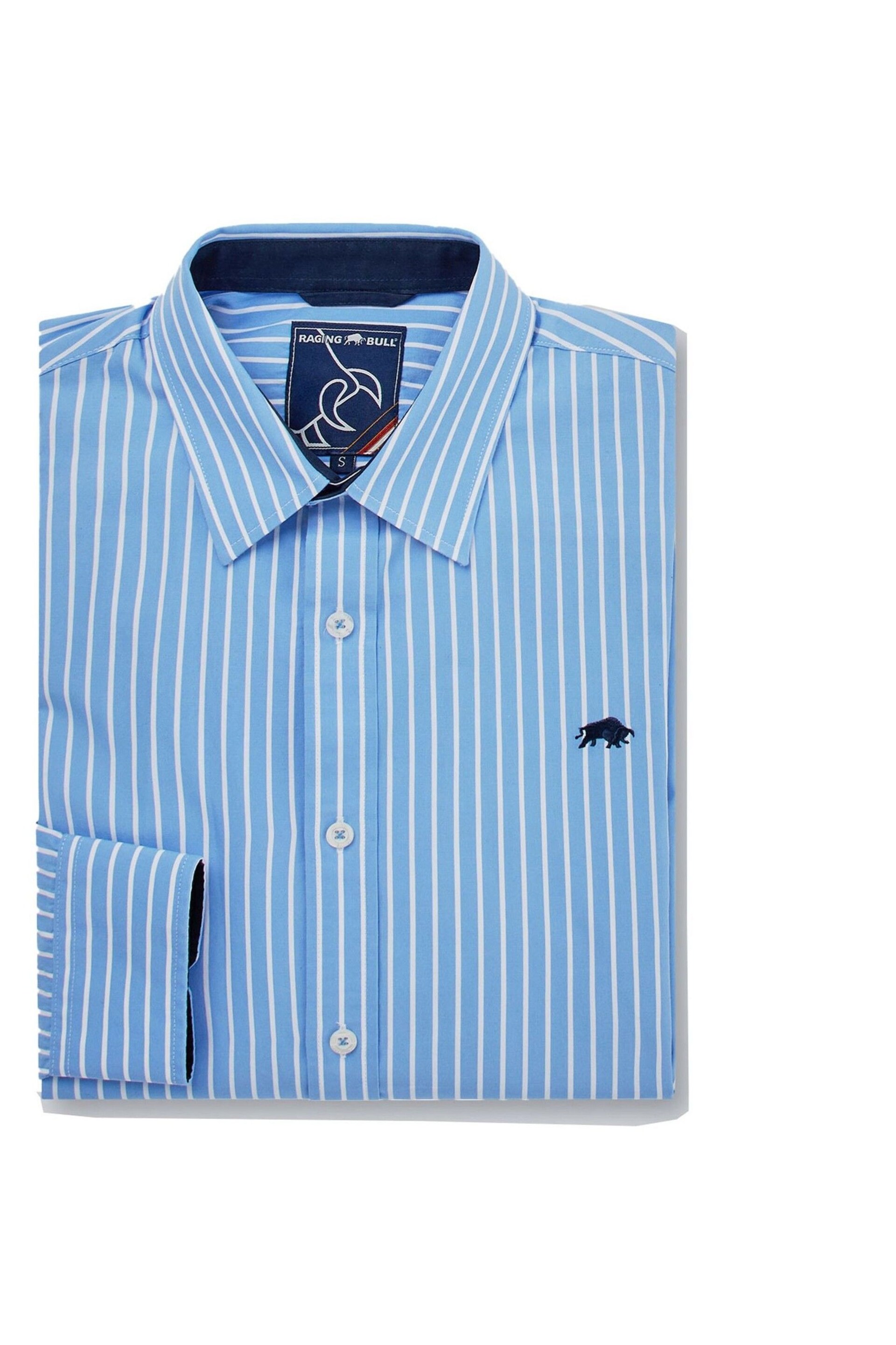 Raging Bull Blue Classic Long Sleeve Stripe Shirt - Image 6 of 8