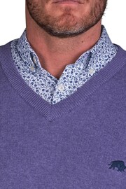 Raging Bull Purple Classic V-Neck Knit Jumper - Image 4 of 6