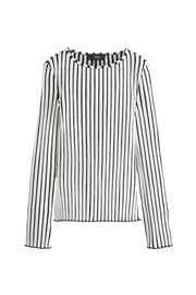 Black/White Monochrome Long Sleeve Striped Ribbed Top - Image 5 of 6