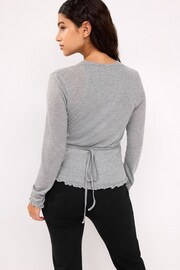 Grey Double Layer Wrap Top - Image 3 of 6