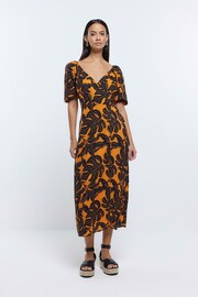 River Island Orange Wrap Dress - Image 3 of 6