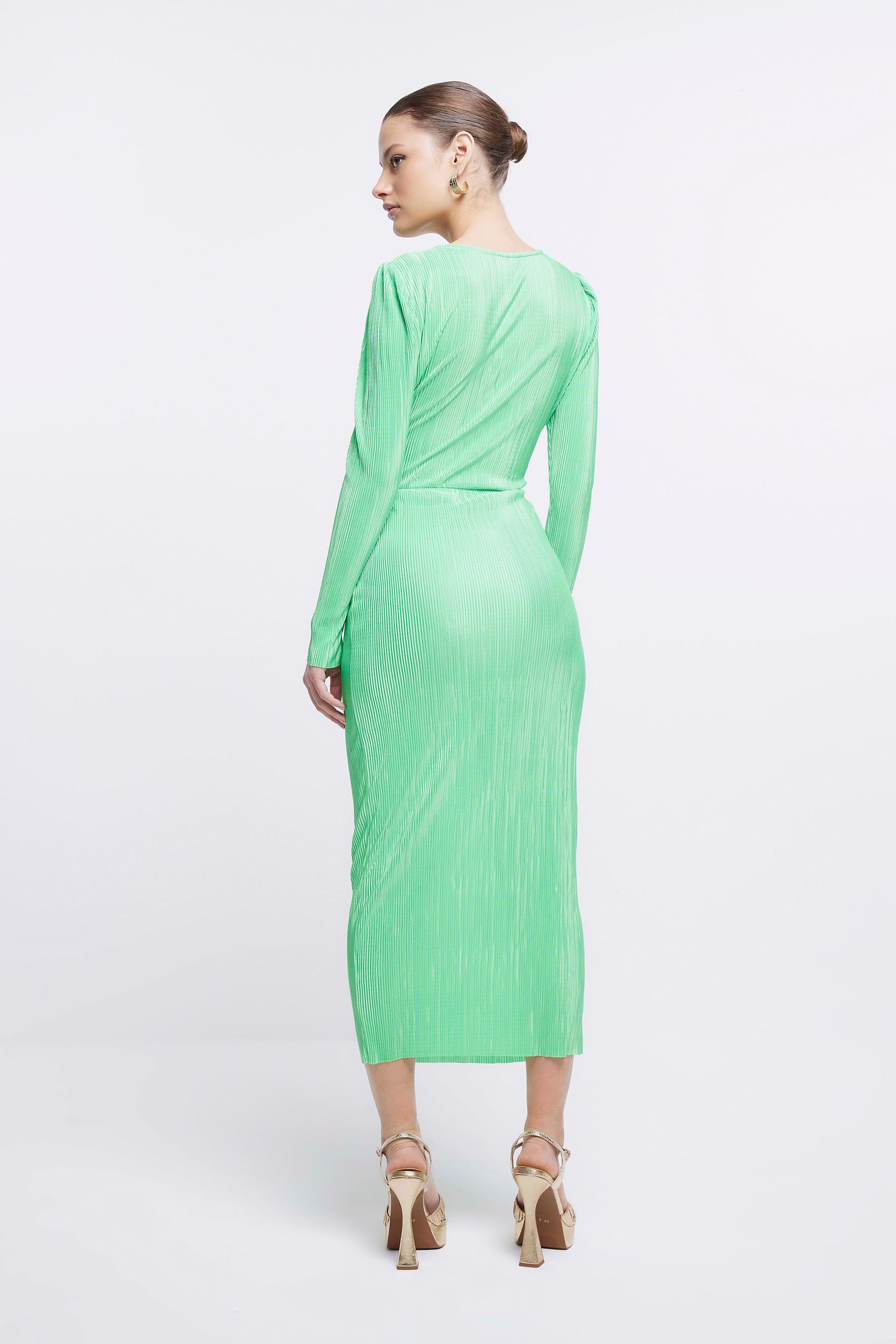 River island velvet plisse midi dress pink 2025