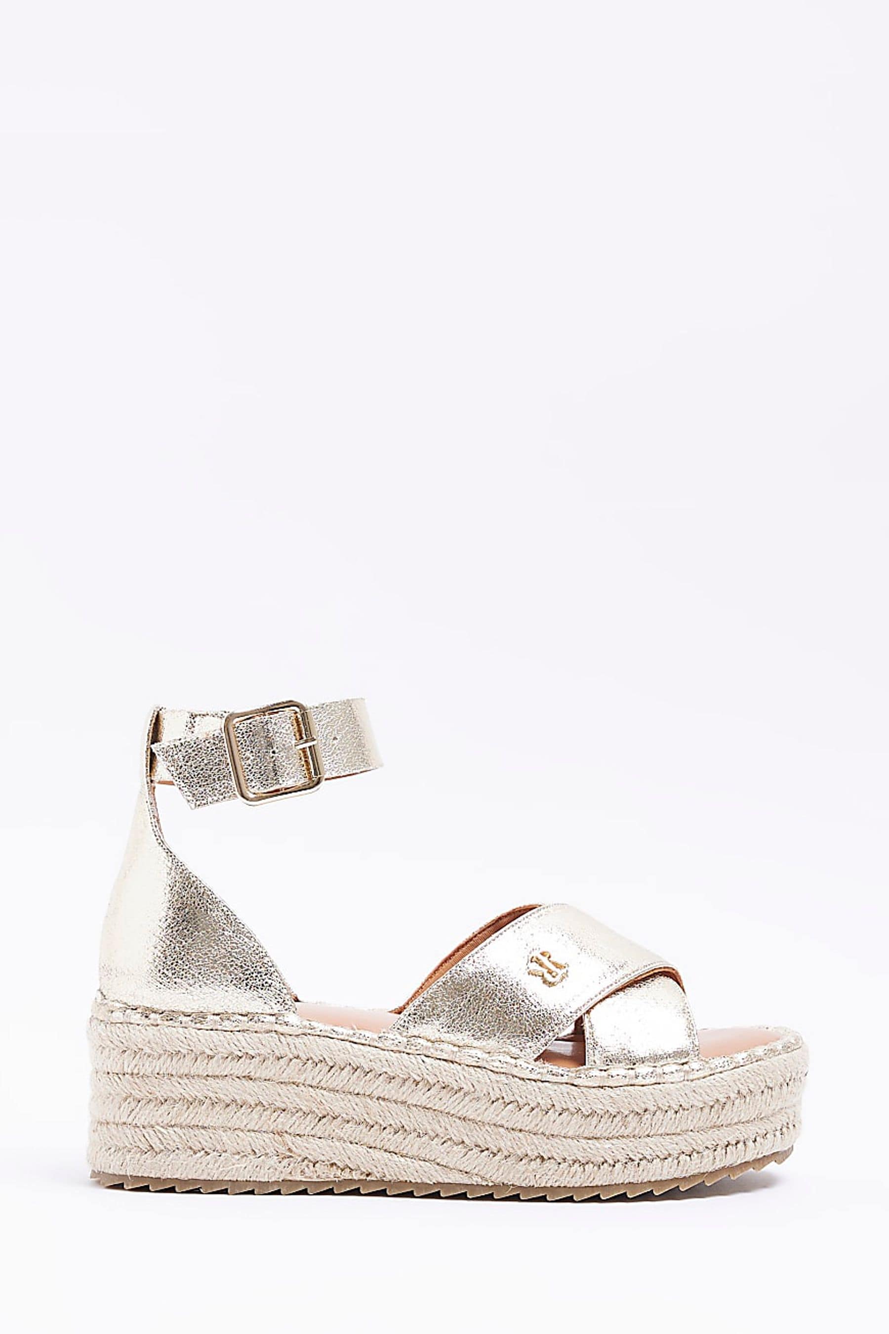 Buy River Island Gold Espadrille Flatform Sandals from Next Luxembourg