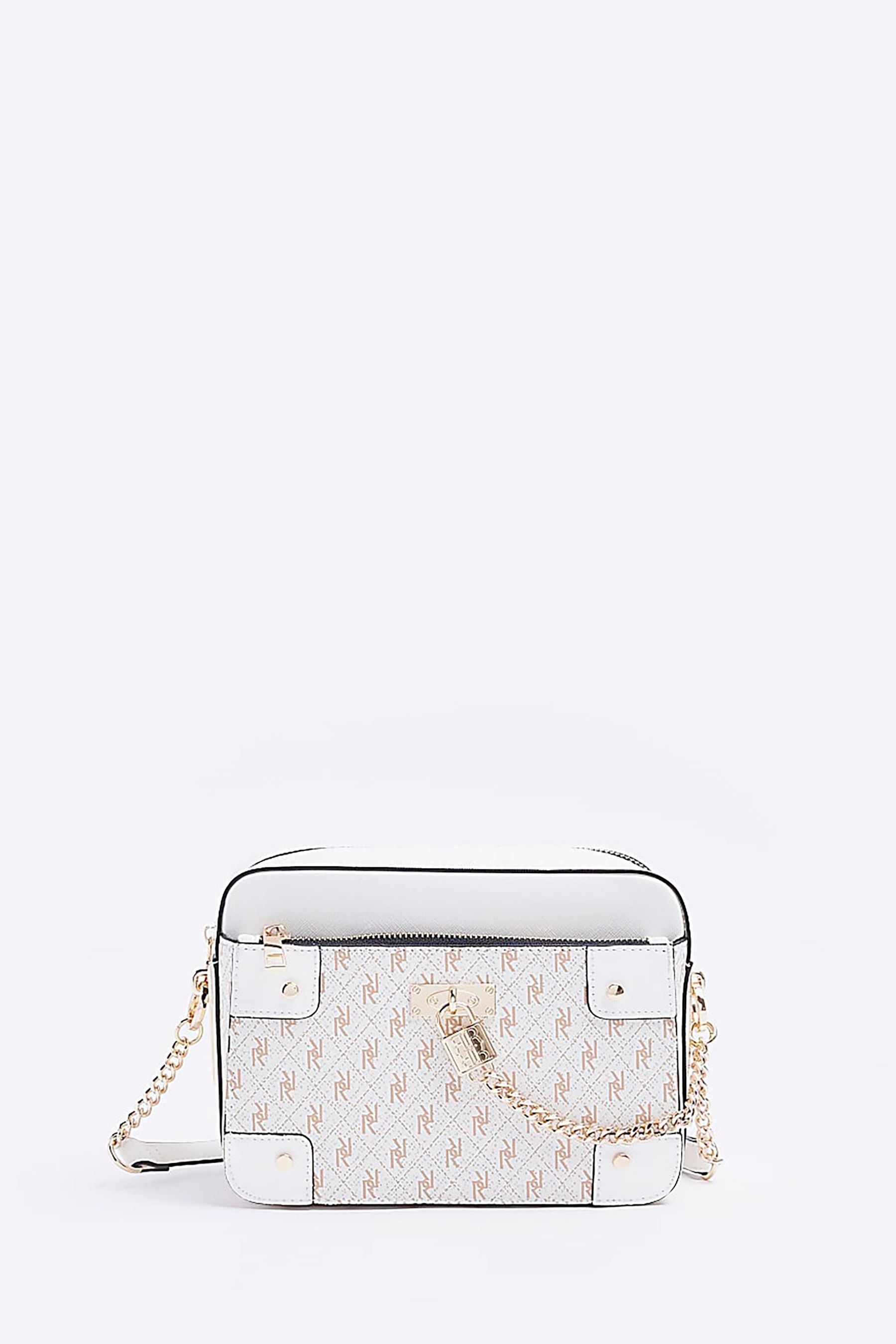 Buy River Island White Padlock Chain Boxy Bag from Next Ireland
