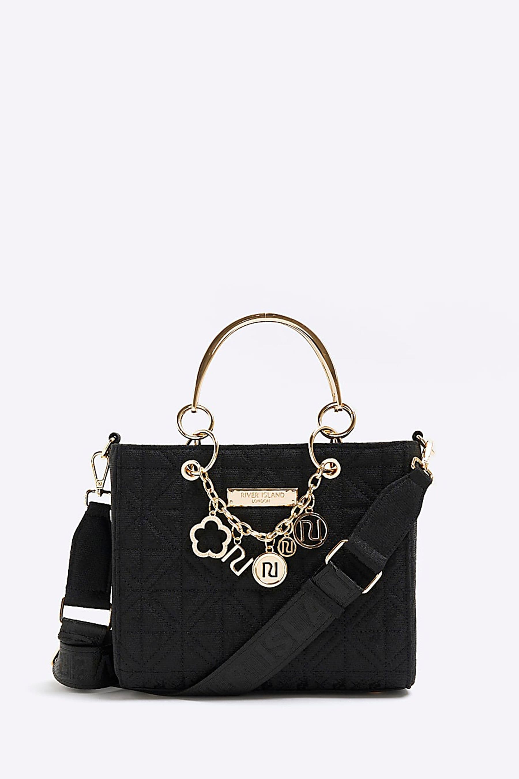 Buy River Island Black Jacquard Charm Tote from Next Germany