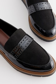 Black Extra Wide Fit Forever Comfort® Brogue Detail Chunky Sole Loafers - Image 8 of 9