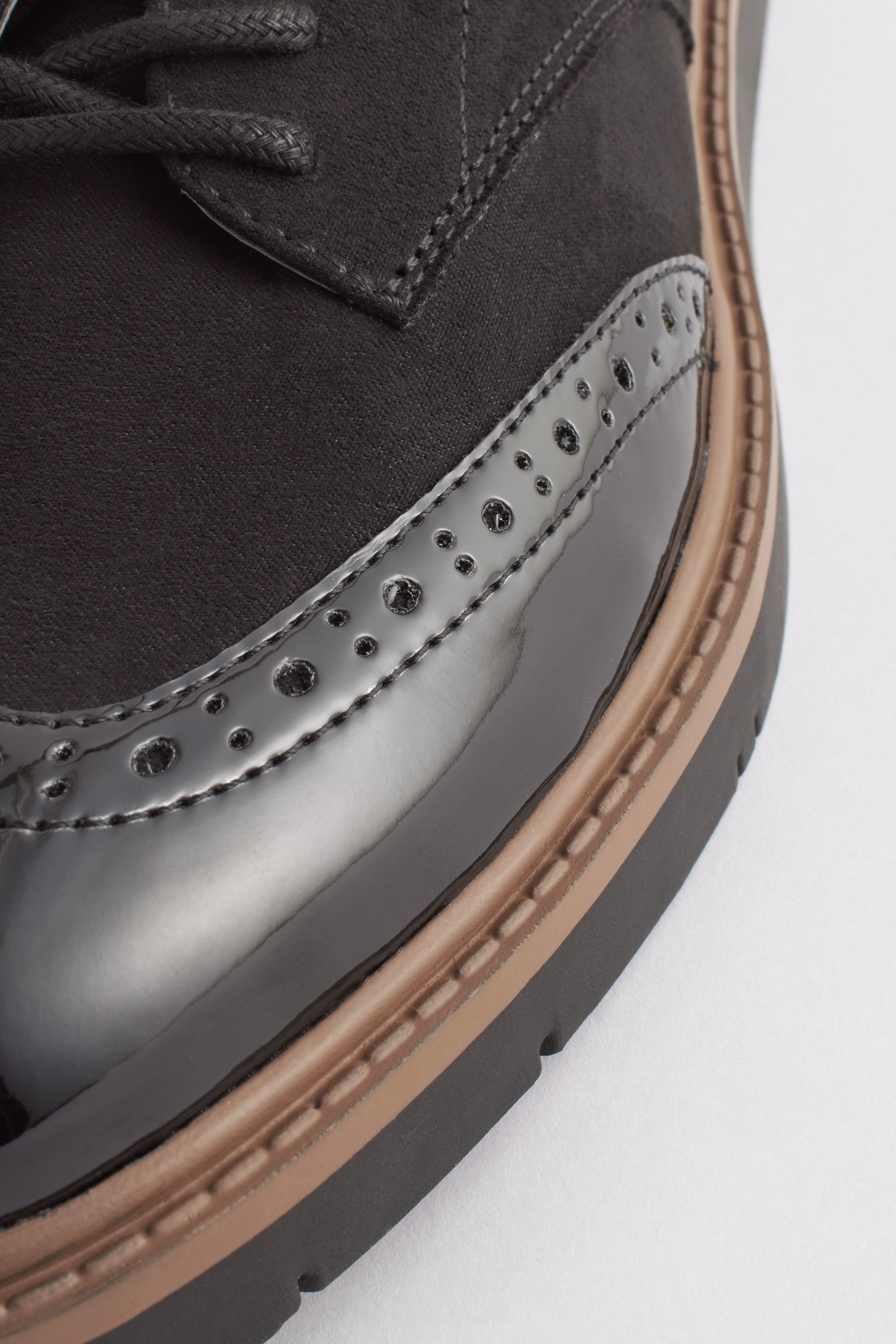 Buy Black Extra Wide Fit Forever Comfort Brogue Lace Up Chunky Sole Shoes from the Next UK online shop
