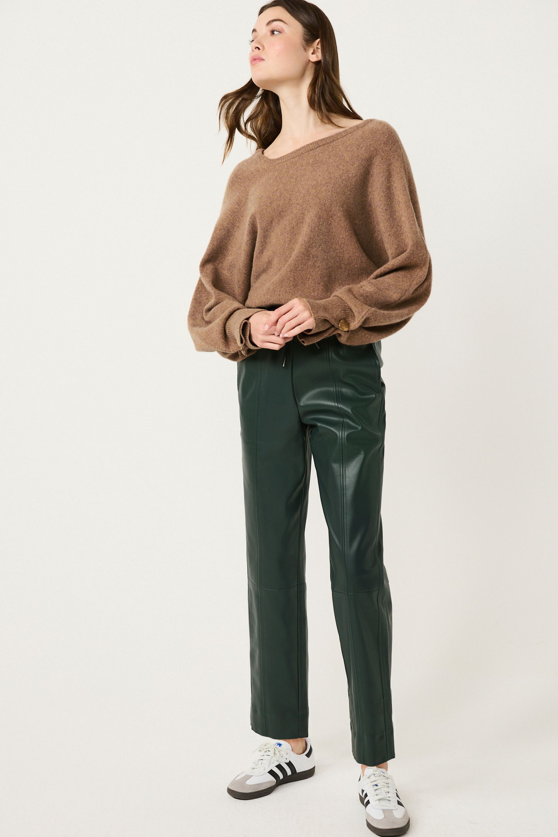 Buy Camel Brown Premium 100 Lambswool Asymmetric Neck Jumper from Next Luxembourg