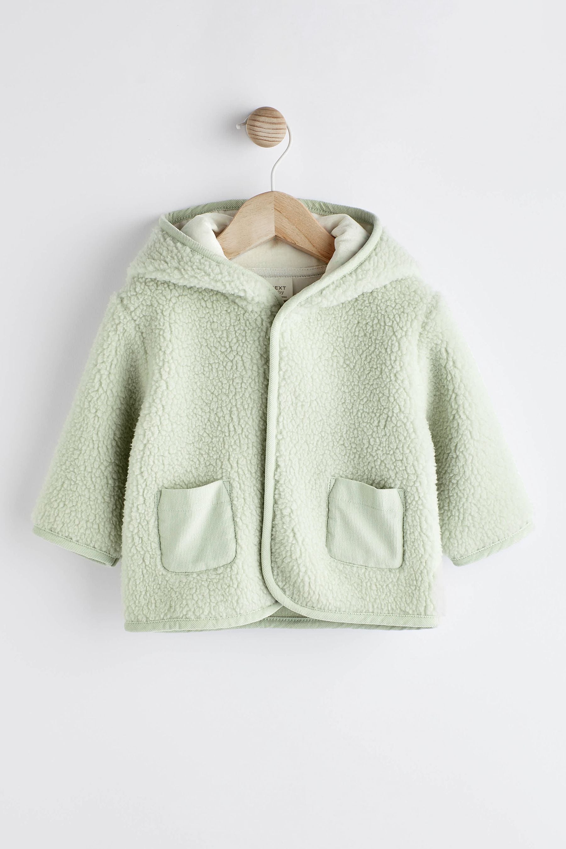 Buy Mint Green Teddy Baby Cosy Fleece Borg Jacket from Next Luxembourg