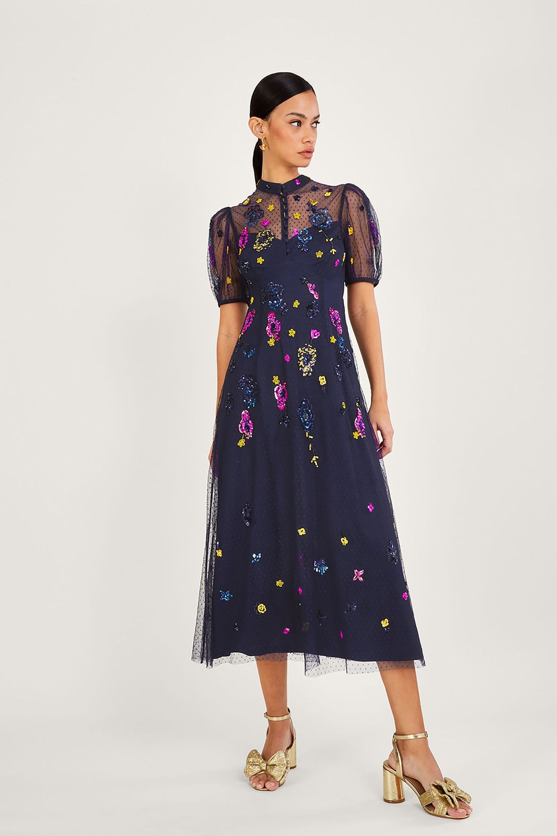 Buy Monsoon Blue Natalia Embellished Midi Dress from Next Luxembourg