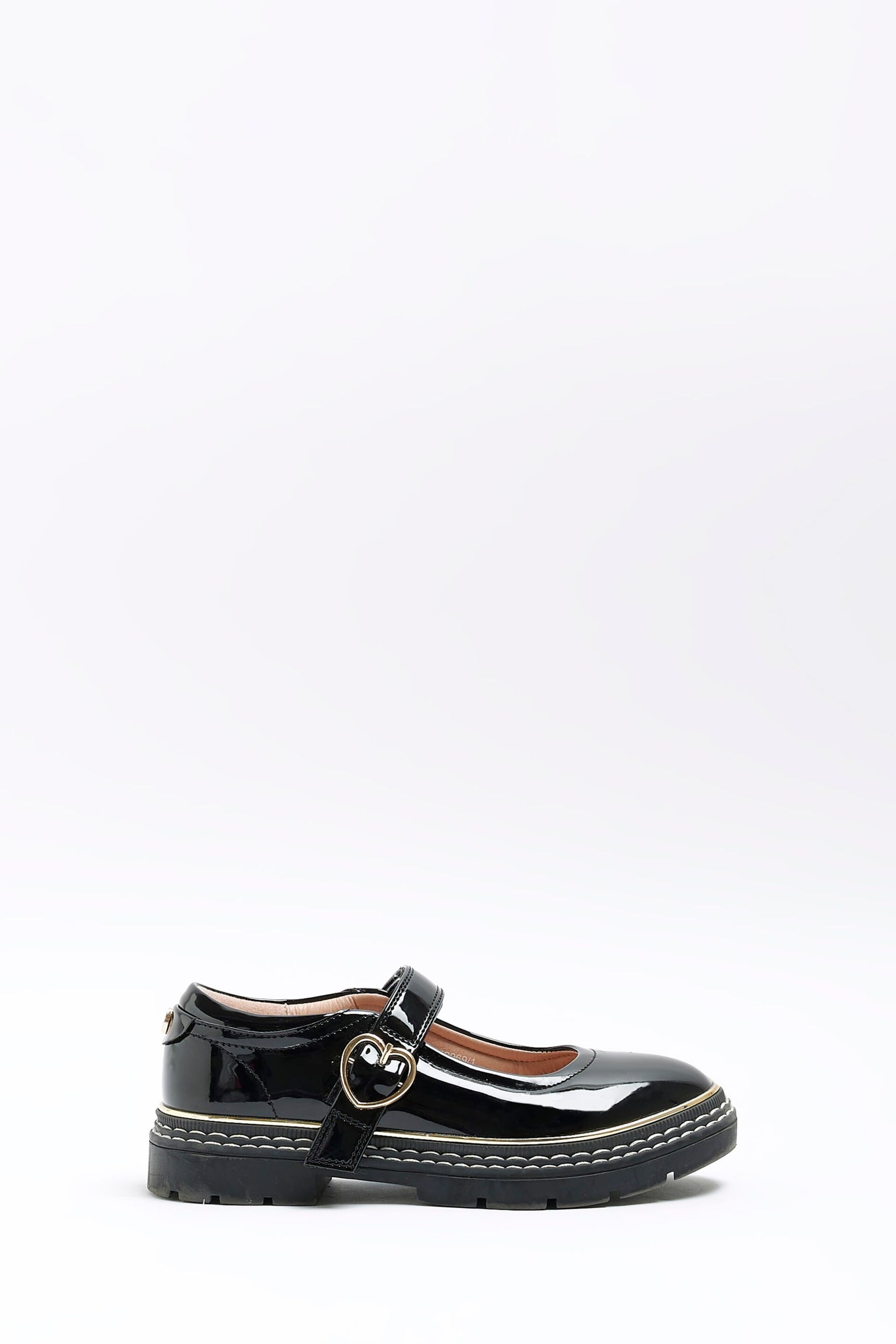 River Island Black Girls Heart Buckle Mary Jane Shoes - Image 1 of 4