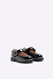 River Island Dark Black Girls Heart Buckle Mary Jane Shoes - Image 2 of 6