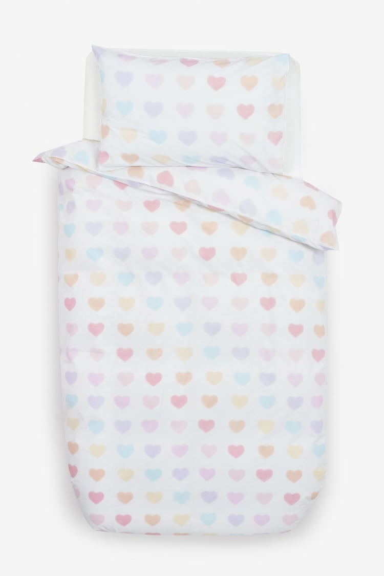 Blurred Hearts Printed Polycotton Duvet Cover and Pillowcase Bedding - Image 4 of 4