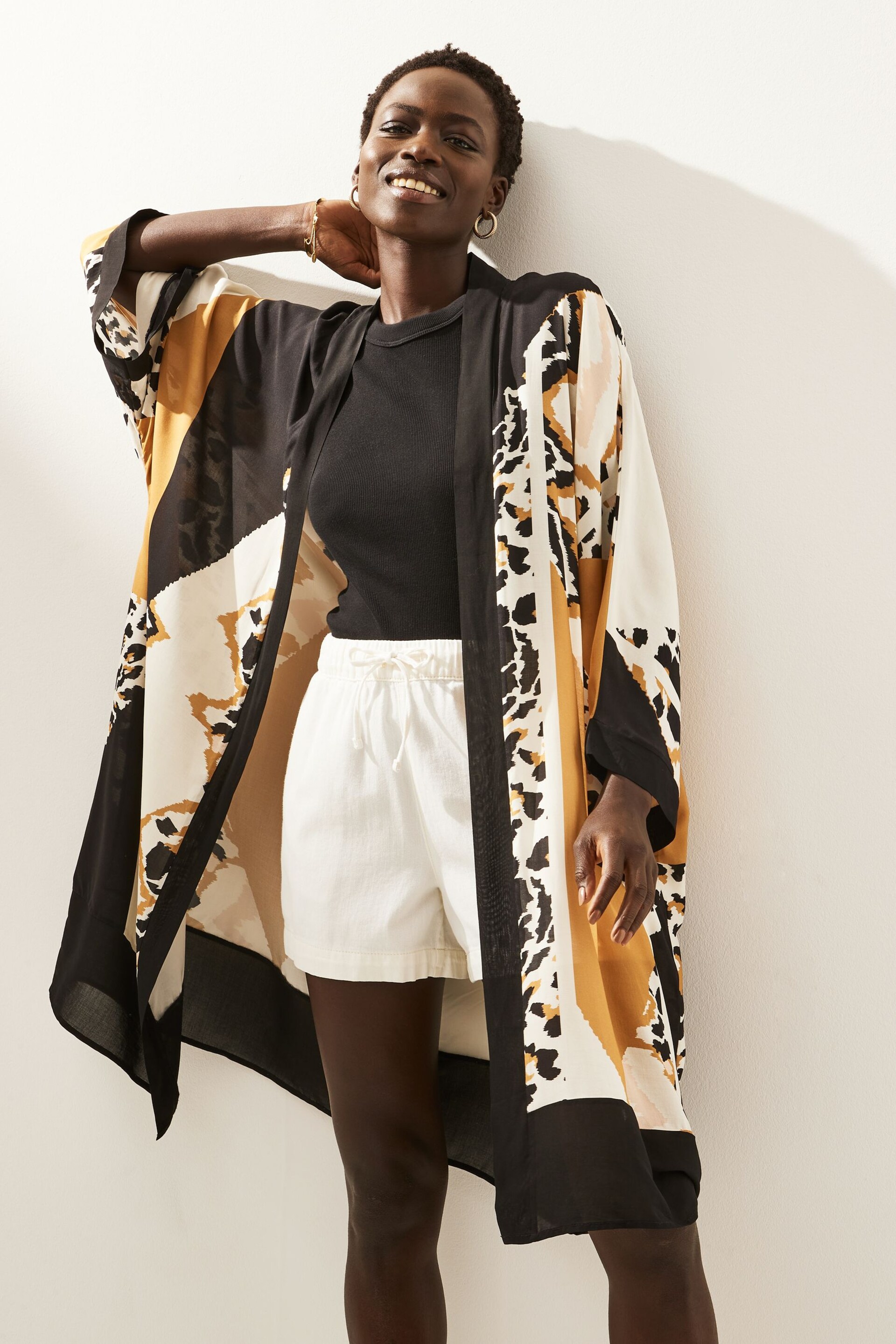 Spliced Animal Longline Kimono Cover-Up - Image 1 of 9