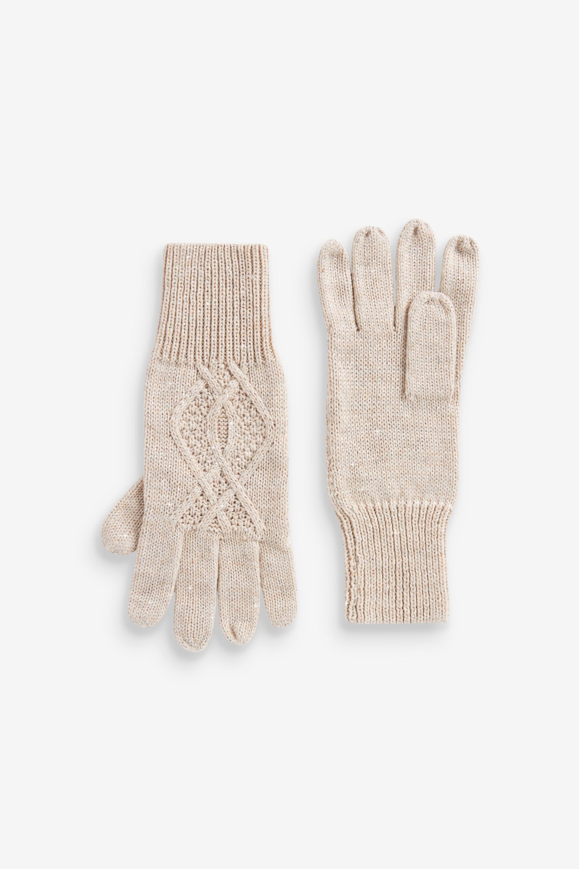 Cream Sparkle Cable Knit Gloves - Image 3 of 3