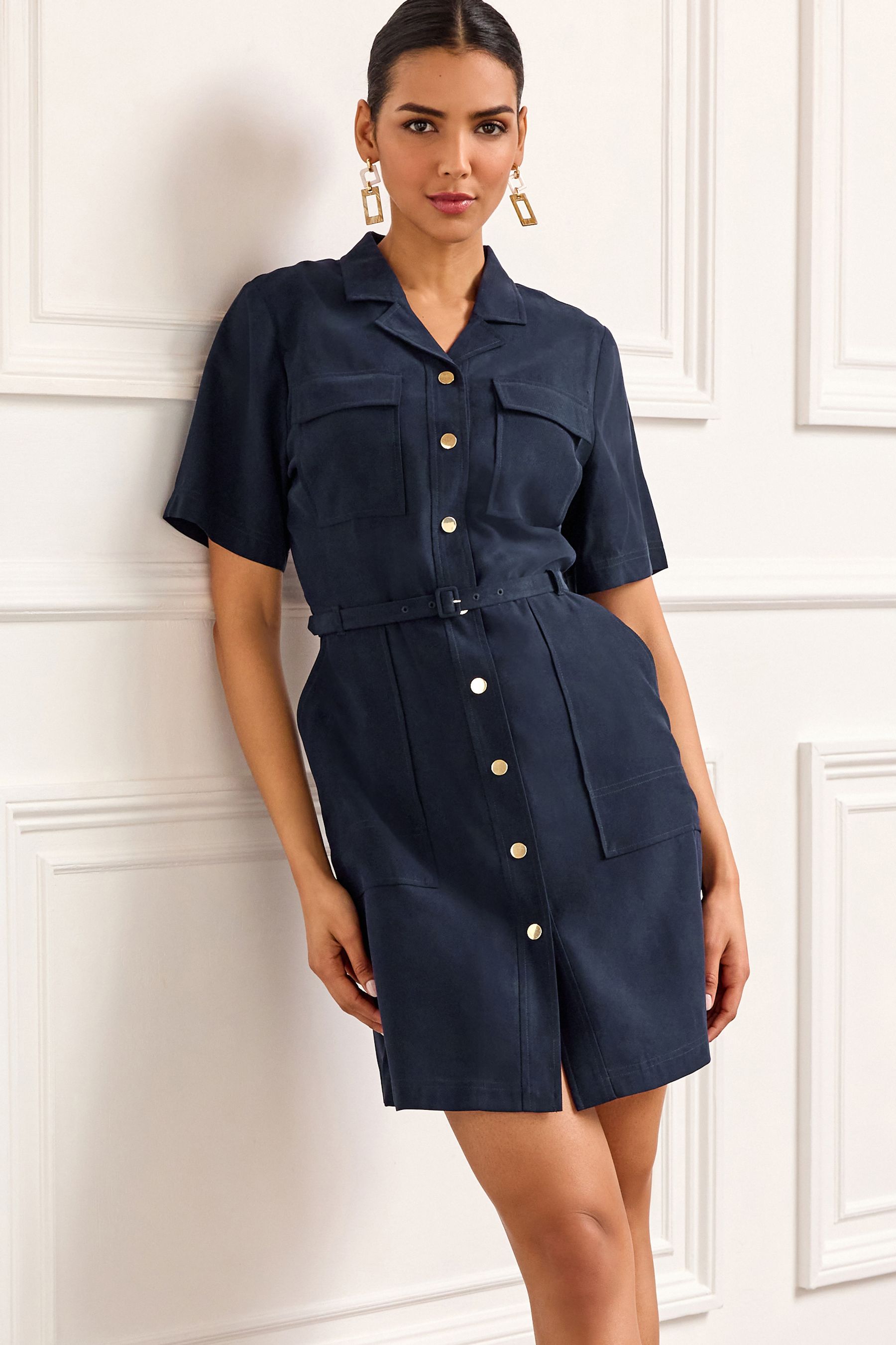 Buy Navy Blue Tailored Pocket Detail Mini Dress from Next Luxembourg