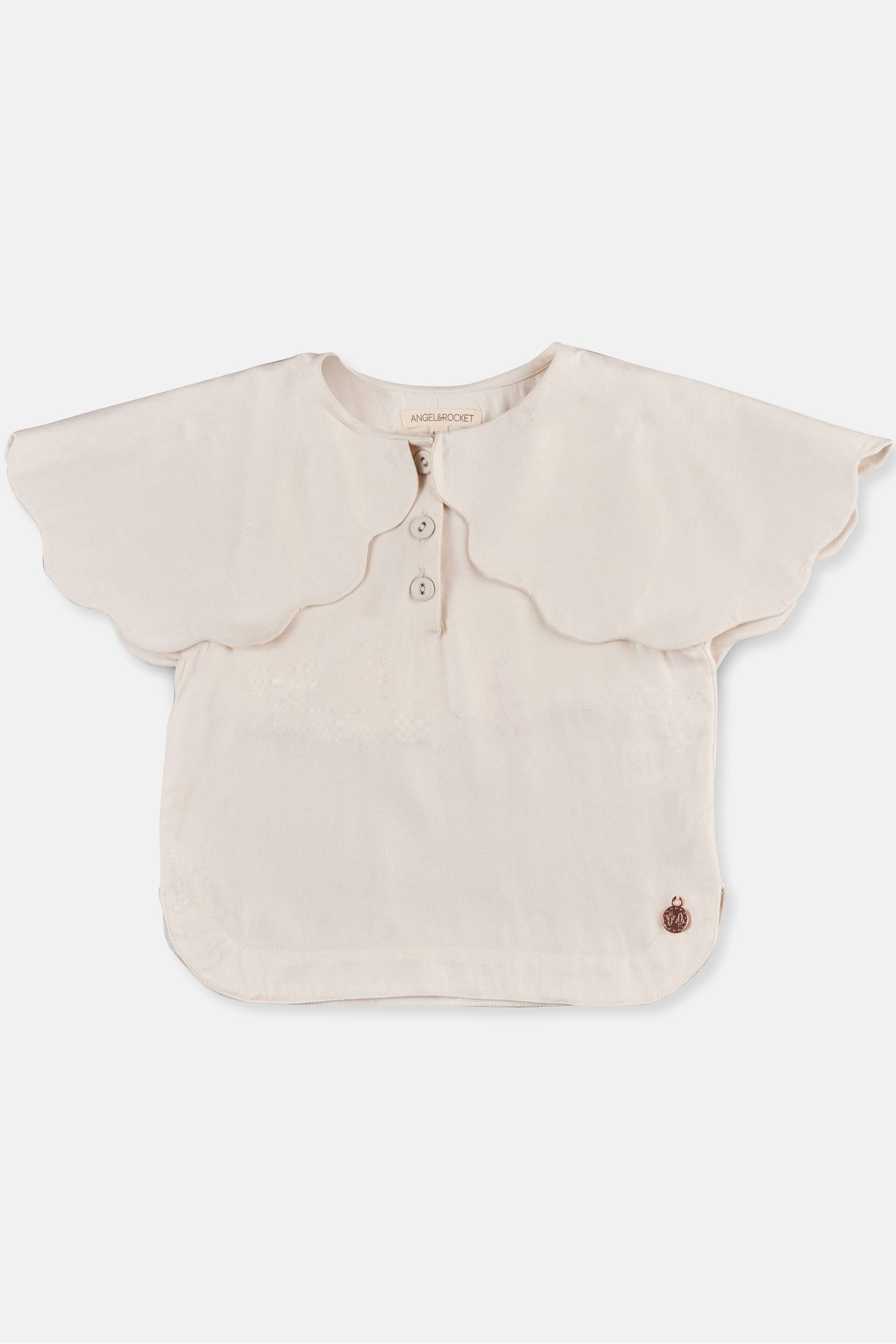 Angel & Rocket Cream Margaux Cape Collar Woven Top - Image 8 of 10