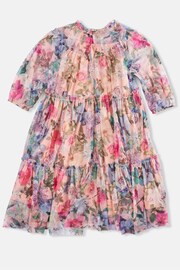 Angel & Rocket Pink/Yellow Floral Eleanor Print Mesh Dress - Image 4 of 5